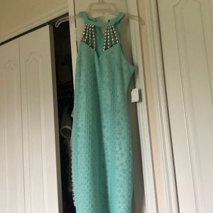 Turquoise dress with rhinestone design Sz. M NWT